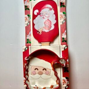 Christmas Santa Claus Red Silicone Spatula + Cookie Cutter Vintage Image Kitchen
